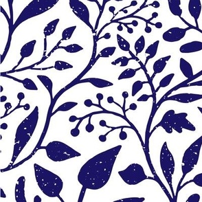 leafy vines version 2 - distressed navy - large scale