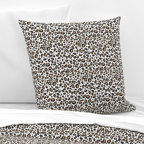 MEDIUM leopard - animal print with white background natural tan cheetah spots