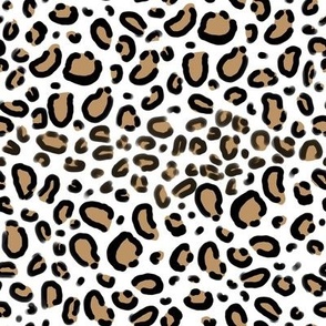 MEDIUM leopard - animal print with white background natural tan cheetah spots