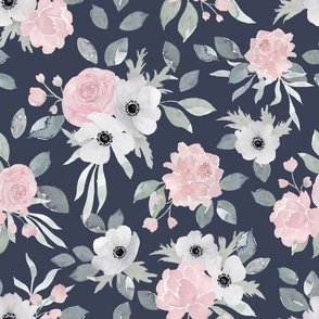 Springtime Floral on Navy - Springtime - Angelina Maria Designs
