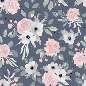 Dotty Springtime Floral on Slate - Springtime - Angelina Maria Designs
