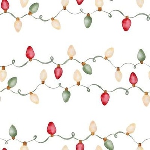 Watercolor Holiday Lights on White - Medium
