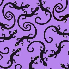 Black lizards on purple