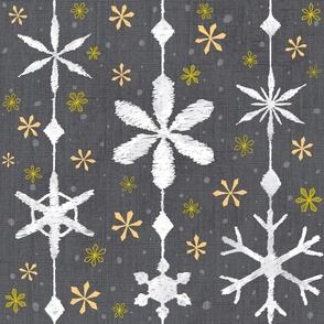 Hand-drawn snowflakes - grey - 