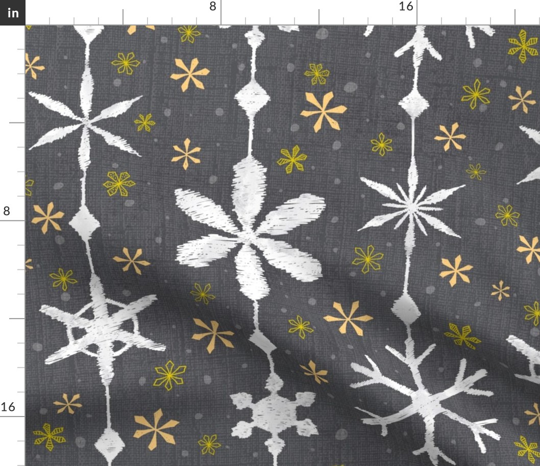 Hand-drawn snowflakes - grey - 