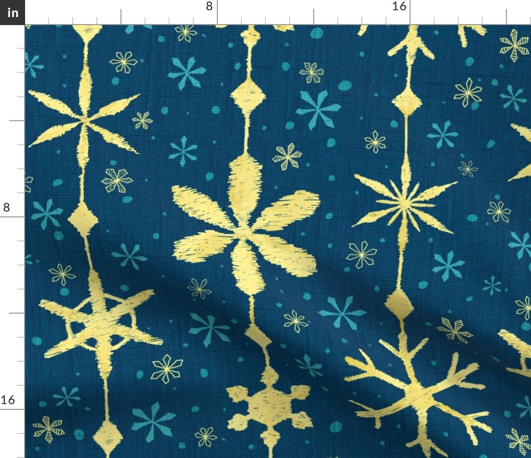 Hand-drawn snowflakes - golden - vintage, winter, crystals