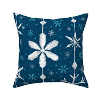 Hand-drawn snowflakes - Christmas, white, snow flakes, ice crystals, winter, vintage ornaments