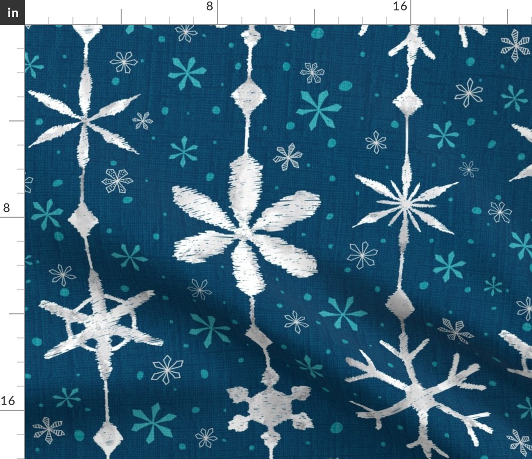 Hand-drawn snowflakes - Christmas, white, snow flakes, ice crystals, winter, vintage ornaments