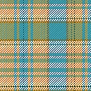 Graphic Tartan (Large) - Mustard Yellow and Lagoon Teal Blue