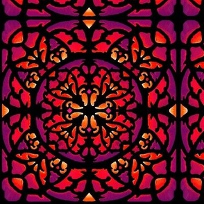 stained glass with red & pink