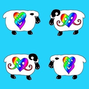 Celtic Ram & Ewe Rainbow Heart on Blue