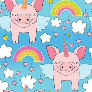 EXTRA-LARGE unicorn pigs and rainbows
