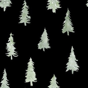 Pine Trees on Black- Medium
