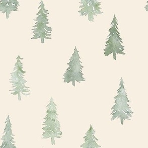 Pine Trees on Cream- Medium