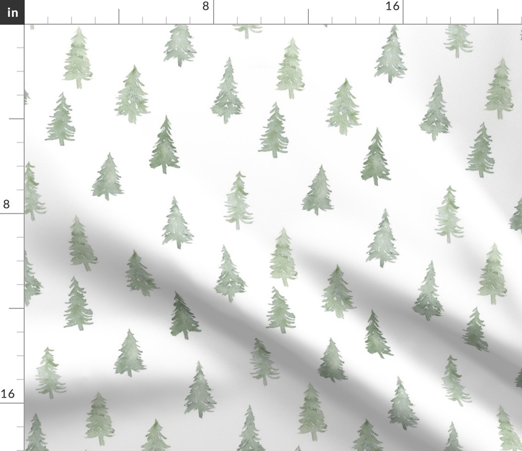 Pine Trees on White- Medium