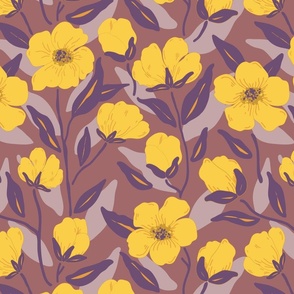 Climbing Florals - Yellow Poppy 