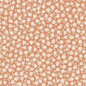ditsy floral cream on copper tan