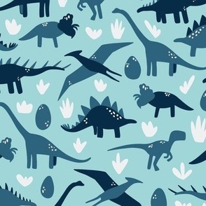 Medium - Blue dinosaur kids pattern