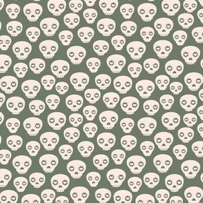 Little dia de los muertos boho skulls kids cute skull design for halloween olive green ivory cream