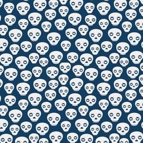 Little dia de los muertos boho skulls kids cute skull design for halloween navy blue white neutral boys