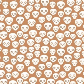 Little dia de los muertos boho skulls kids cute skull design for halloween burnt orange spice white neutral