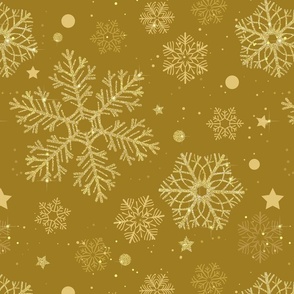 Golden snowflakes on gold
