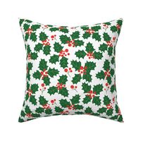 Holly berry, Christmas patternm greesn, read and white