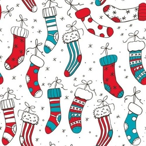 Christmas socks in red and blue