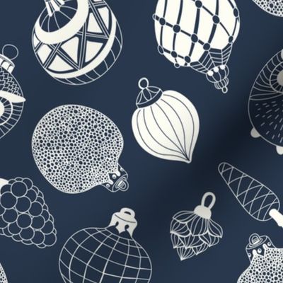 Christmas ornaments in natural and navy
