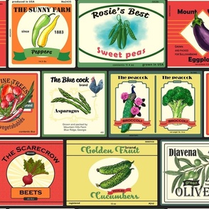 Vintage canned goods-Vegetables labels