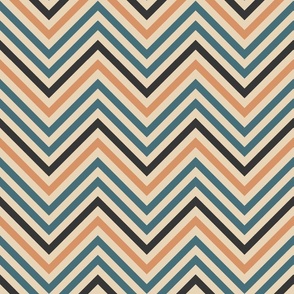 Chevron beige mustard blue Retro 70s thin stripes