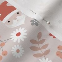 Kawaii santa boho Christmas garden leaves daisies and berries orange blush gray beige neutral