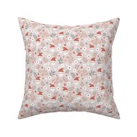 Kawaii santa boho Christmas garden leaves daisies and berries orange blush gray beige neutral SMALL 