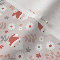 Kawaii santa boho Christmas garden leaves daisies and berries orange blush gray beige neutral SMALL 