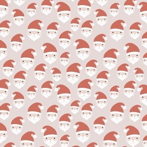 Little kawaii santa faces sweet christmas design minimalist kids pattern beige red SMALL
