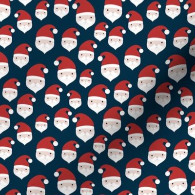 Little kawaii santa faces sweet christmas design minimalist kids pattern red navy blue SMALL