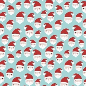 Little kawaii santa faces sweet christmas design minimalist kids pattern red teal blue SMALL