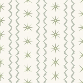STARS AND STRIPES Natural greens on Cream