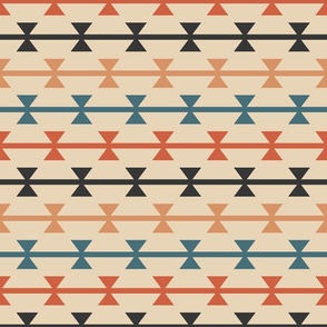 Vintage small Aztec triangles stripes cream orange blue black