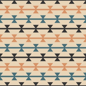 Vintage small Aztec triangles stripes cream blue orange black