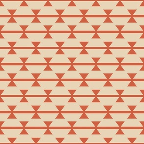 Vintage small Aztec triangle stripes cream terracotta orange