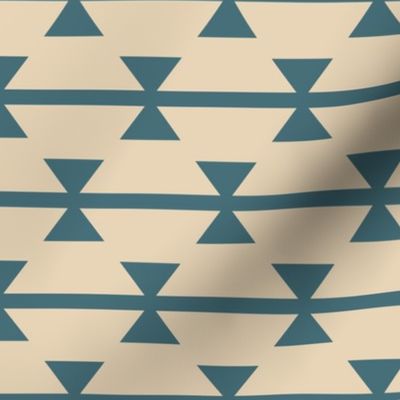 Vintage small Aztec triangle stripes cream blue