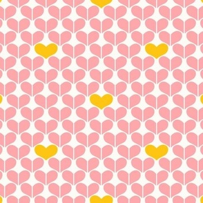 Mini Scale - Retro Hearts Pink And Yellow