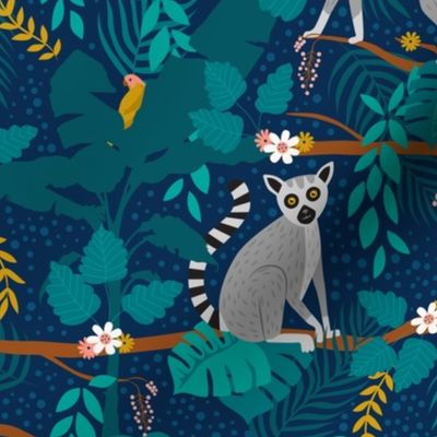 Lemurs in a Blue Jungle
