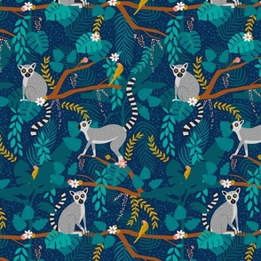 Lemurs in a Blue Jungle