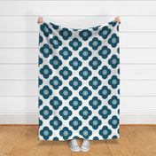  poppy geometric in Teal Oceanside blue