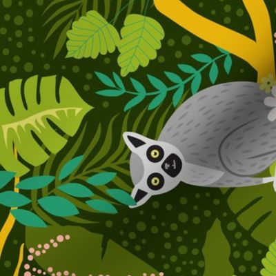 Lemur Tea Towel - Green