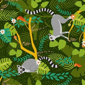 Lemur Tea Towel - Green