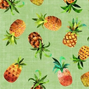 Pretty Pineapples On Green