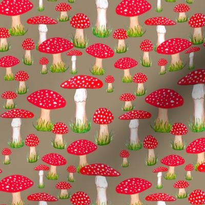 red mushrooms on mushroom